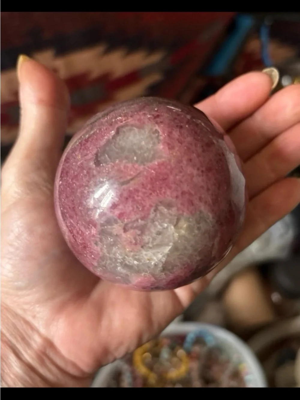 Pink Rhodonite Crystal Sphere